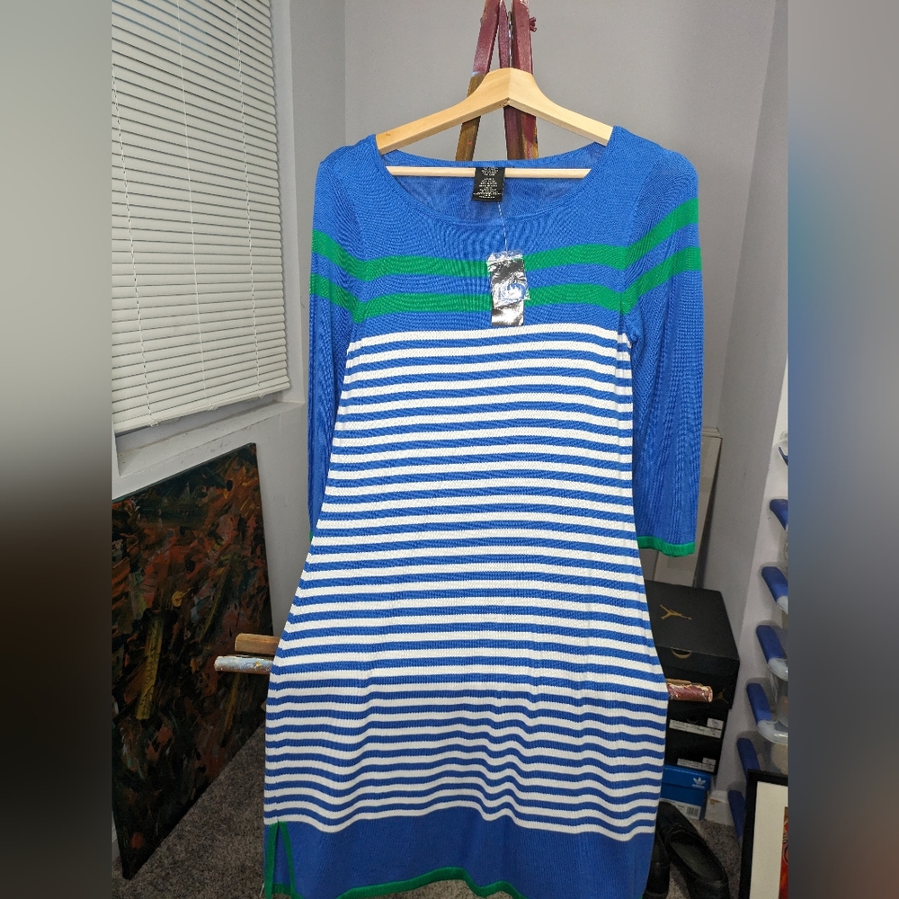Blue Green and White Dress